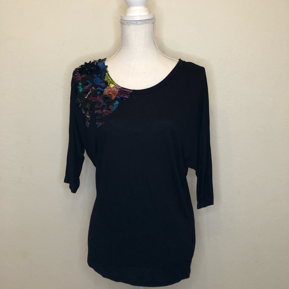 Batwing sequined blouse